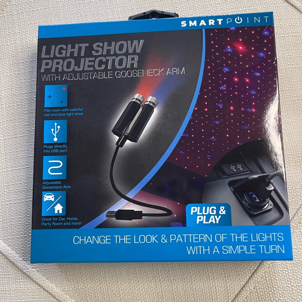 Light Show Projector with adjustable gooseneck arm. Plug & play